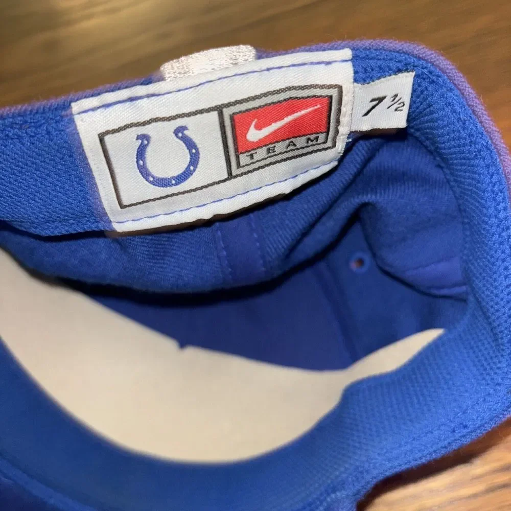 Y2K Indianapolis Colts IC Team‎ Nike NFL Fitted Blue Cap Hat Size 7.5 100% Wool